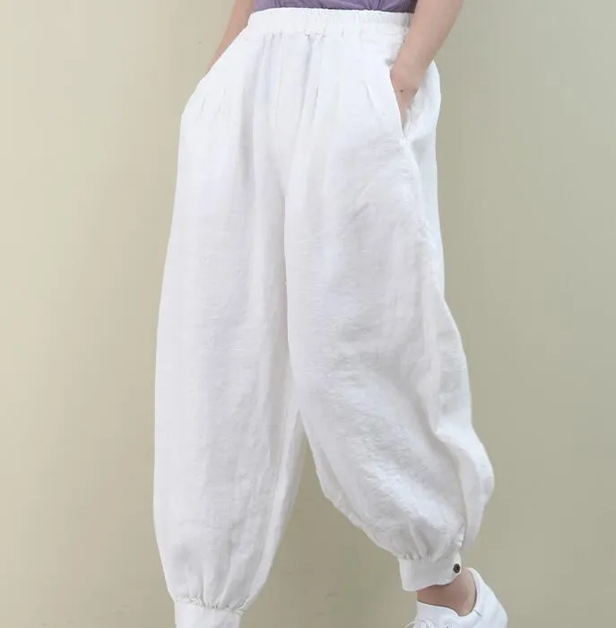 Summer Loose Linen Wide Leg Women Casual Pants WG05131