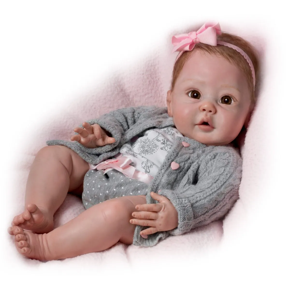 The Ashton - Drake Galleries Cuddly Coo Lifelike So Truly Real® Interactive Baby Girl Doll Coos When Cuddled Realistic Weighted Fully Poseable with Soft RealTouch® Vinyl Skin by Master Doll Artist Sherry Miller 18"-inches