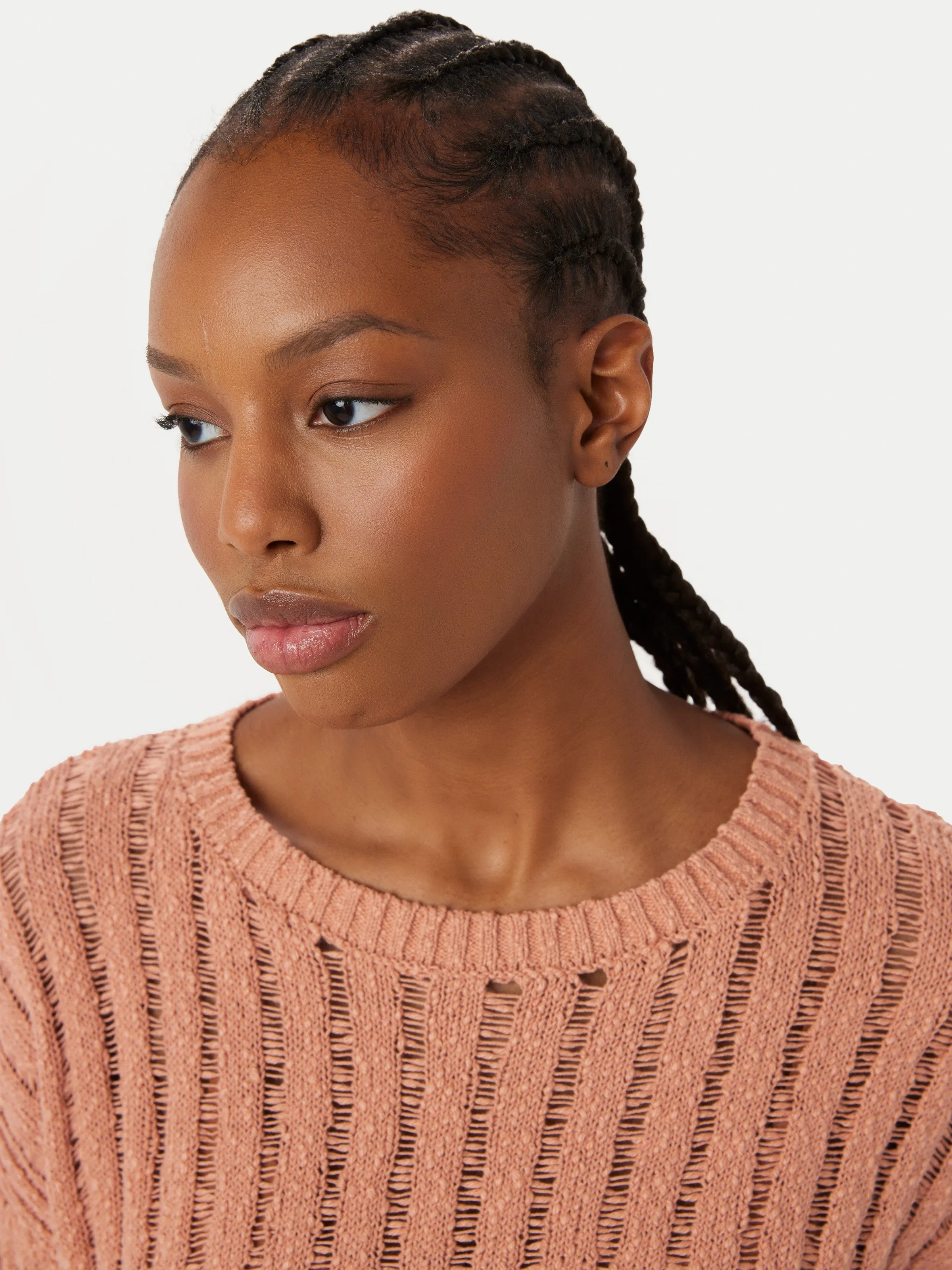 The Crochet Knit Sweater in Coral