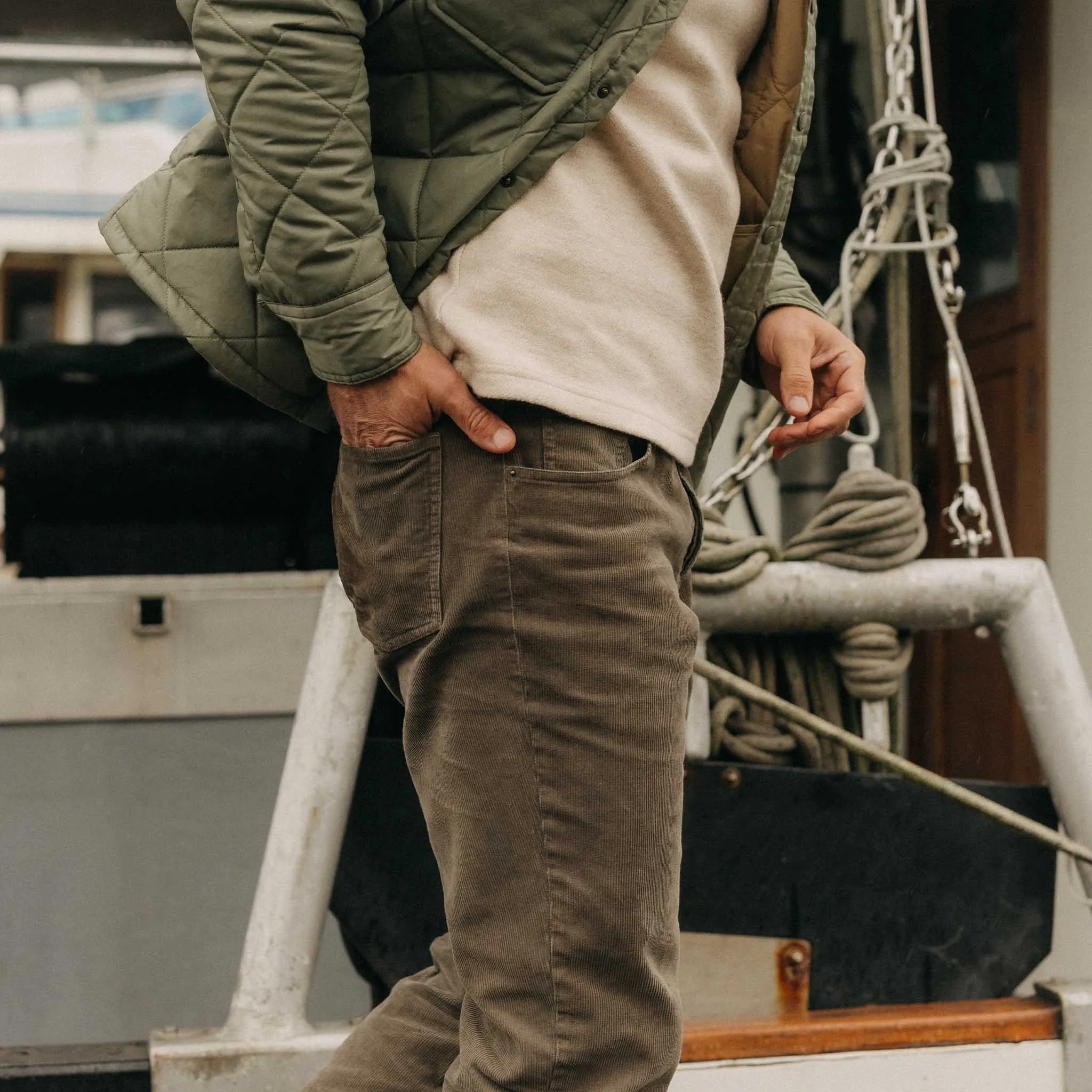 The Democratic 5-Pocket Pant in Fatigue Olive Corduroy