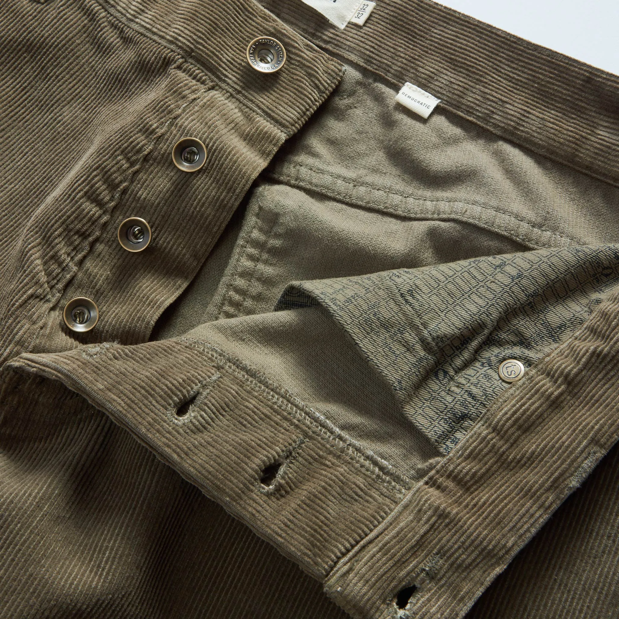 The Democratic 5-Pocket Pant in Fatigue Olive Corduroy