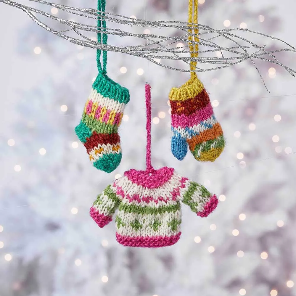 Tiny Winter Knits Christmas Ornaments - Set of 3