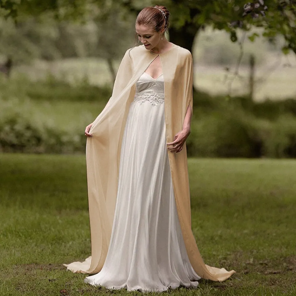 Top Class Bridal Chiffon Long Cape-Cloak for Evening Wear-Bridal Attire-Wedding Photo Session