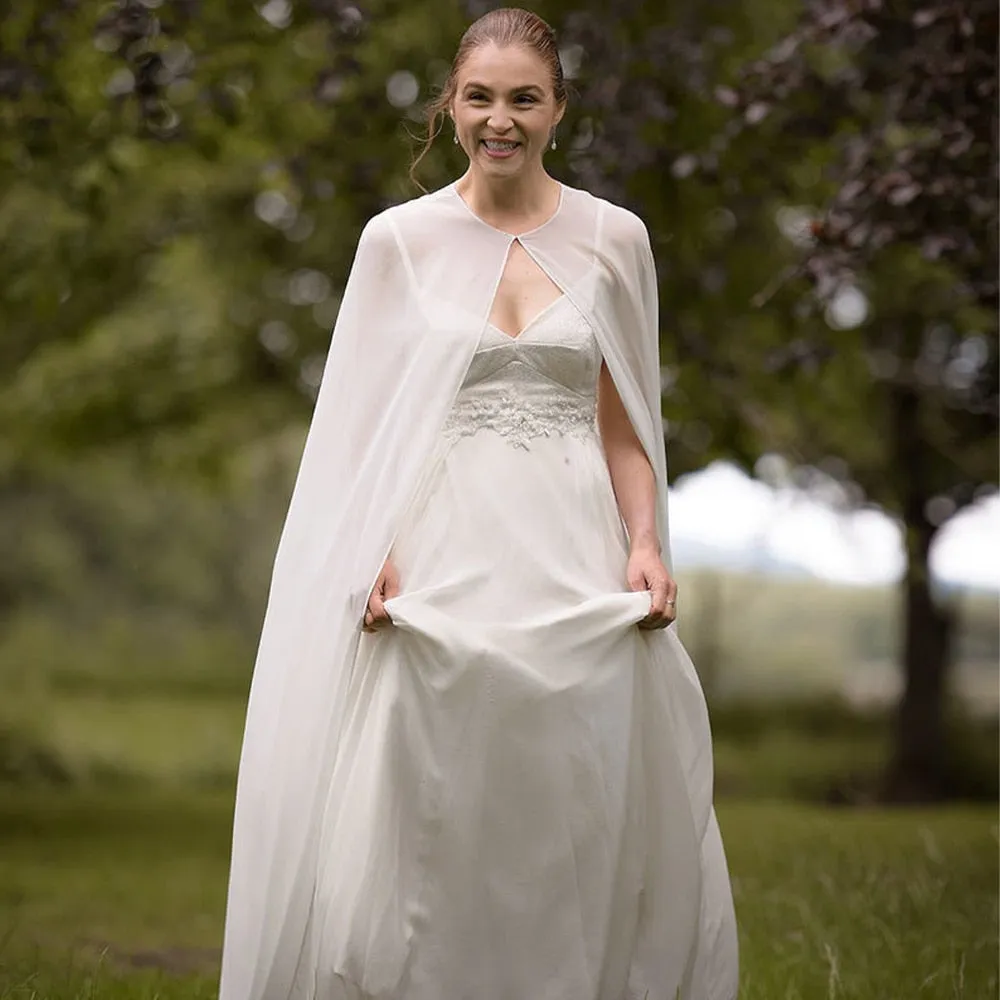 Top Class Bridal Chiffon Long Cape-Cloak for Evening Wear-Bridal Attire-Wedding Photo Session