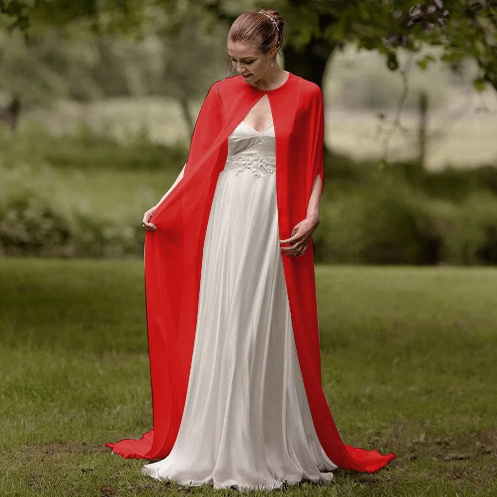 Top Class Bridal Chiffon Long Cape-Cloak for Evening Wear-Bridal Attire-Wedding Photo Session