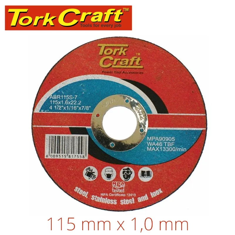 TORK CRAFT CUTTING DISC STEEL & SS 115 x 1.6 x 22.2MM ABR115S-7