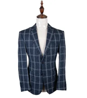 Tr Premium Slim Fit Blue Window Pane Blazer 852