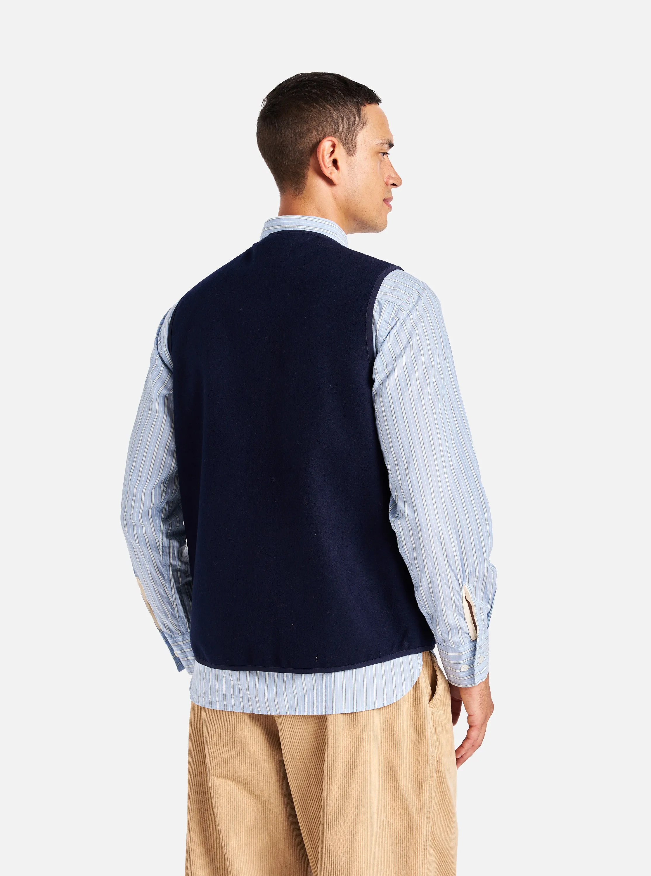 Universal Works 4 Pocket Gilet in Navy Melton