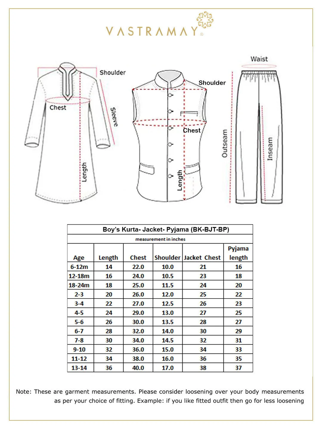 VASTRAMAY Boy's Green Woven Jacket With Cream Kurta and Pyjama Set