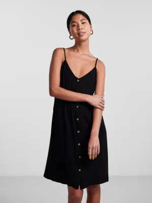 Vinsty Linen Slip Dress - Black