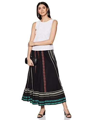 W for Woman Women Maxi Skirt (18AUW55396-11617_Jet Black_WM_Black_M)