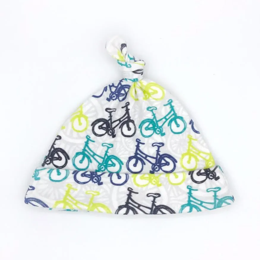 Whimsical Wheelies Baby Hat (0-3M) - Organic Cotton