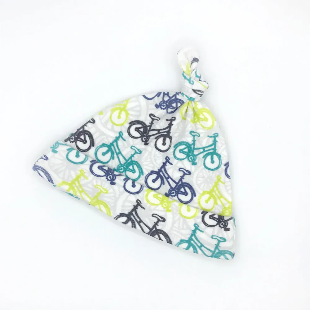 Whimsical Wheelies Baby Hat (0-3M) - Organic Cotton