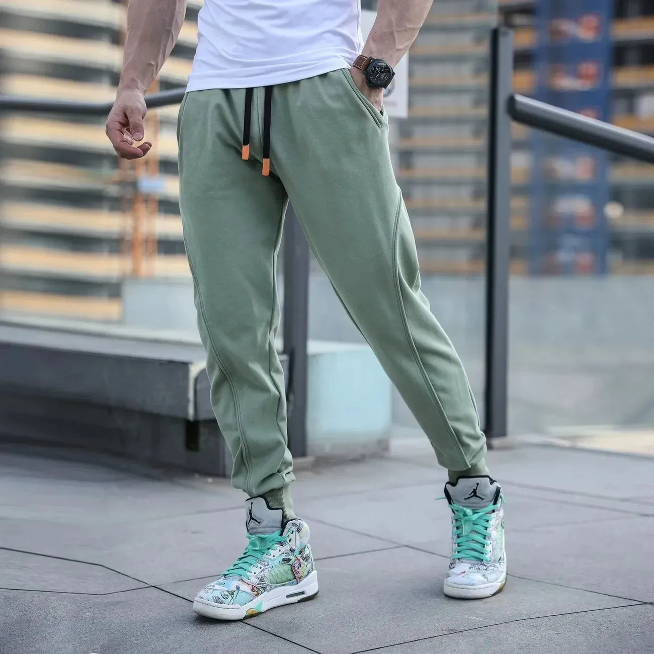 Wiaofellas  -  High Quality Sports Pants for Men's American Trendy Autumn New Loose Training Casual Sweatpants Fitness Running Zipper Pockets