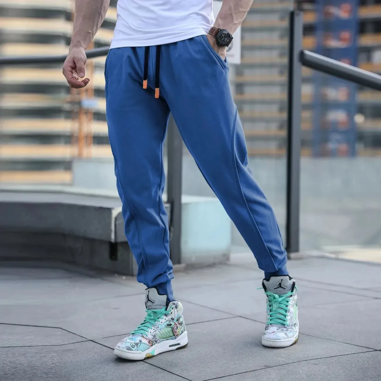 Wiaofellas  -  High Quality Sports Pants for Men's American Trendy Autumn New Loose Training Casual Sweatpants Fitness Running Zipper Pockets