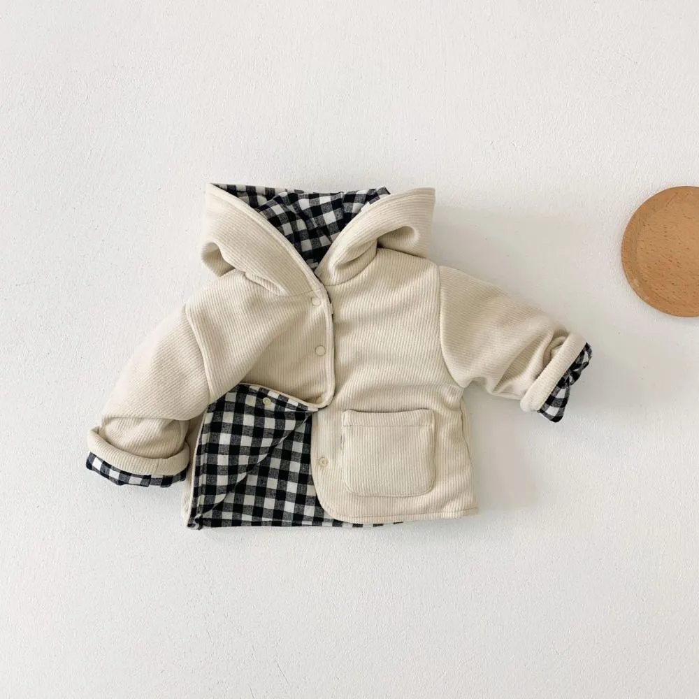 Winter Thickened Plaid Quilted Jacket Reversible Baby Cotton Jacket Wholesale