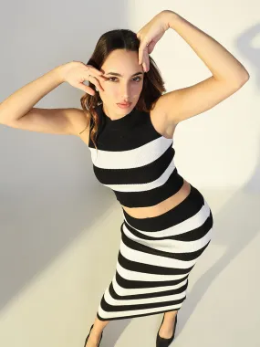 Women Black Striped Co Ords Set