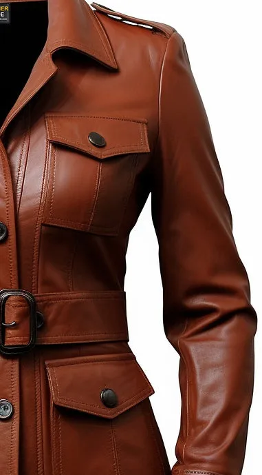 Women Brown Leather Coat