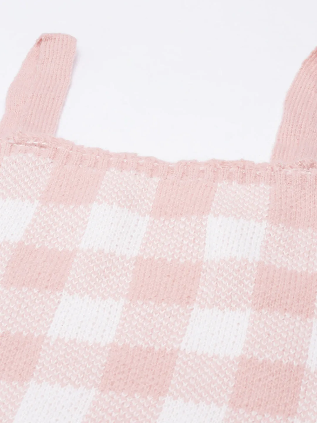 Women Peach Checked Cardigan