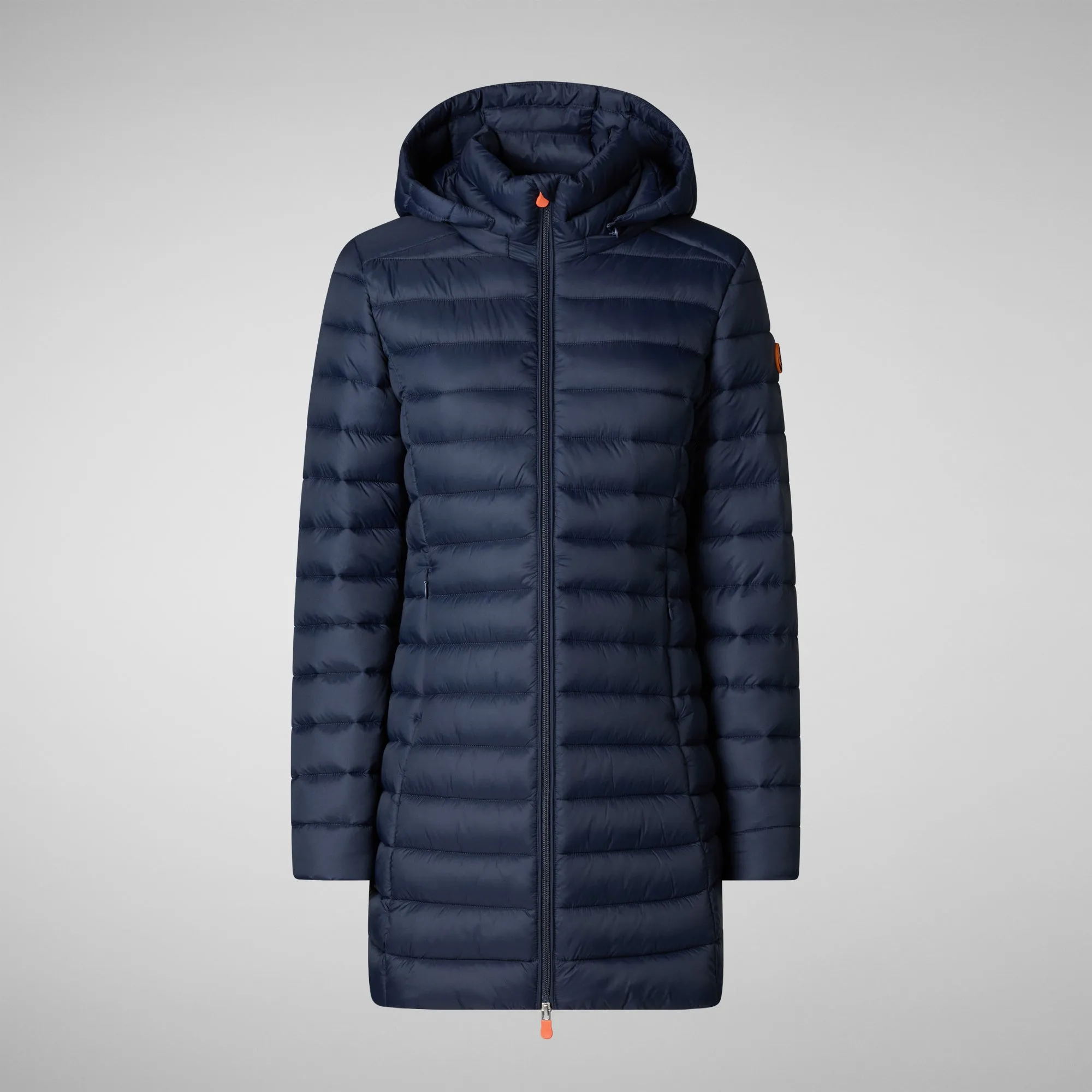 Women's Hooded Animal free Puffer Coat Carol in Navy Blue