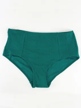 Women's Ribbed Plain High Waist Panties,Green