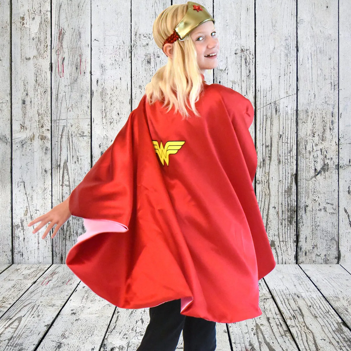 Wonder Woman & Super Hero Reversible Costume Cape for Creative Play and Halloween