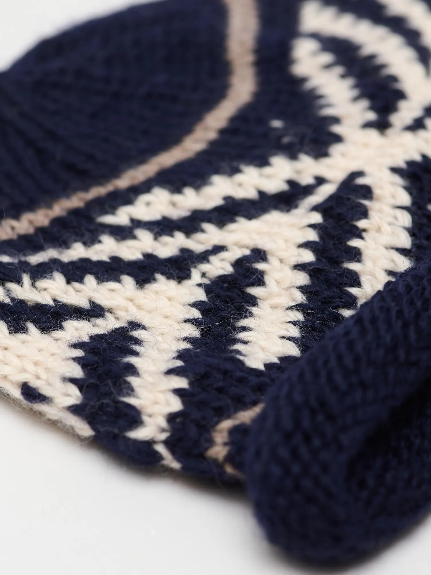 Wool Jacquard Beanie, Navy