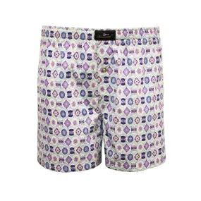 Woven Cotton Boxer Shorts Blue Crystals Design