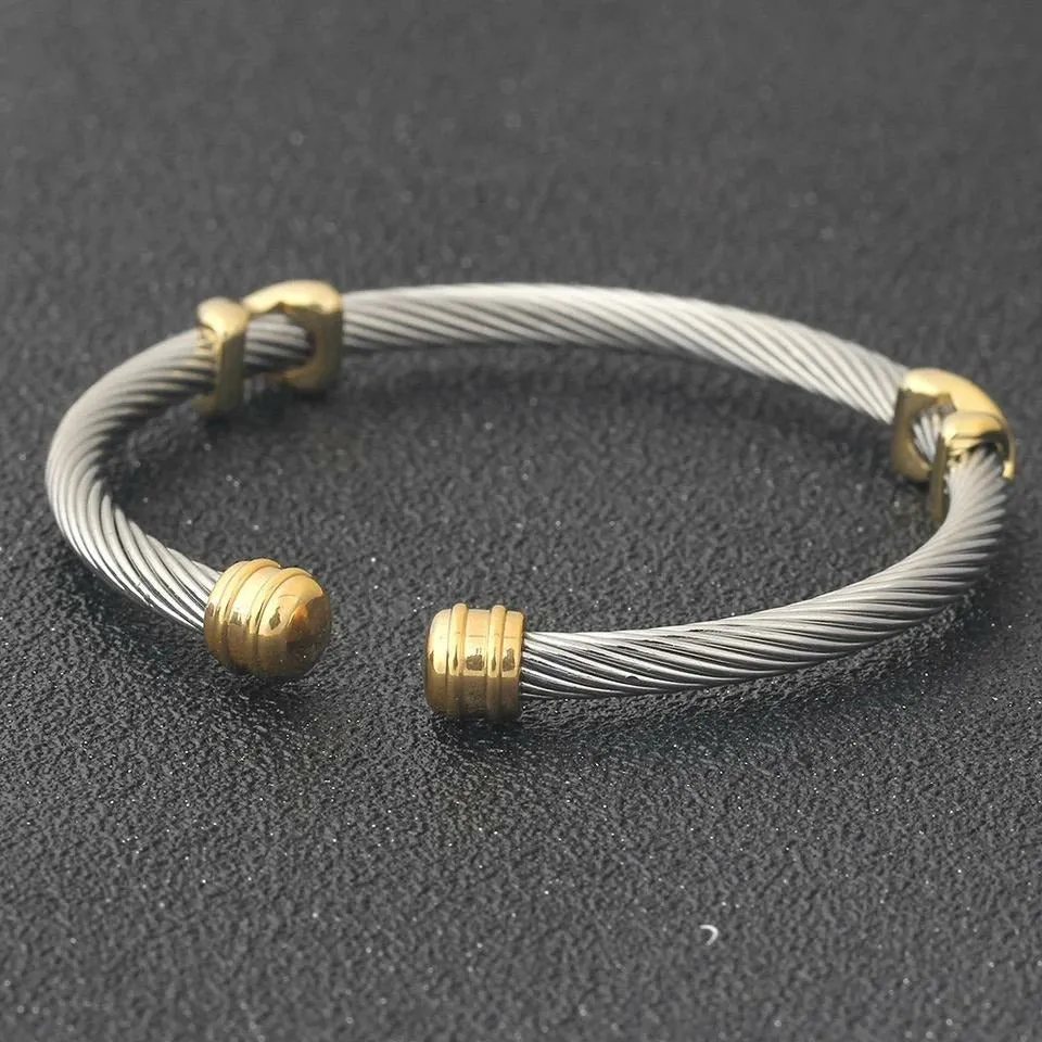 X-Factor Stainless Steel Cable Wire Cuff Bracelet